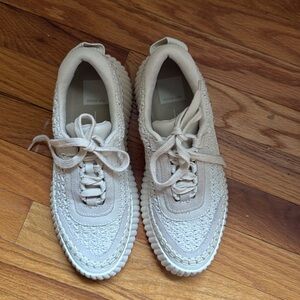 Dolce Vita sandstone knit sneaker.